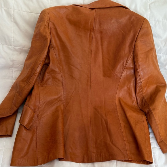 Vintage Cognac Leather Blazer - Picture 11 of 16